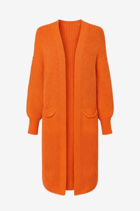 Kardigan midi pomarańczowy