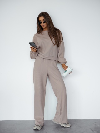 Komplet dresowy wafelkowy capuccino