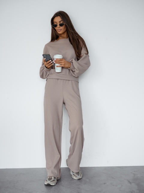 Komplet dresowy wafelkowy capuccino