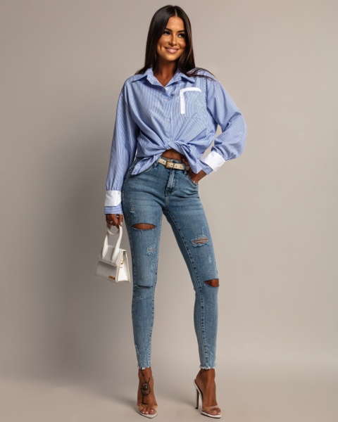 Koszula w paski - biało-niebieska