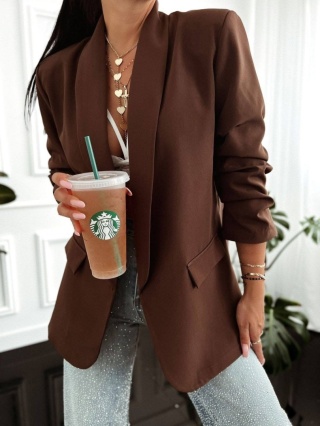 Marynarka z rękawem 3/4 czekolada