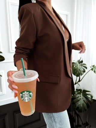 Marynarka z rękawem 3/4 czekolada