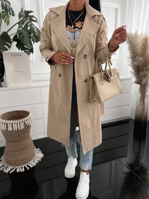 Płaszczyk midi z paskiem