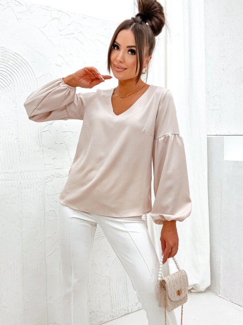 Bluzka z dekoltem V i długim rękawem