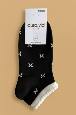 Skarpetki czarne w kokardki