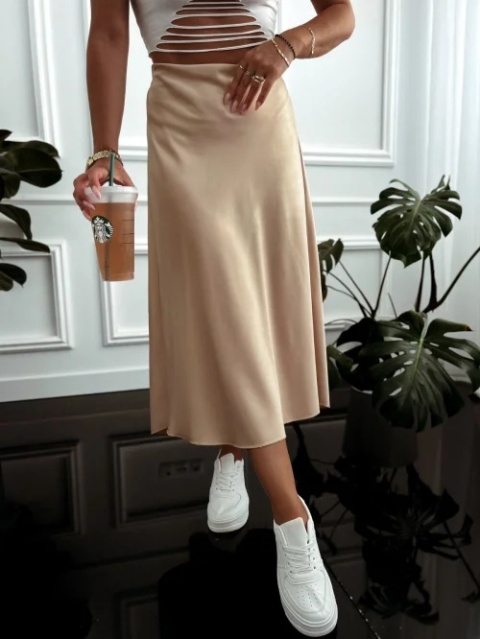 Spódnica błyszcząca a'al ZARA Kremowa