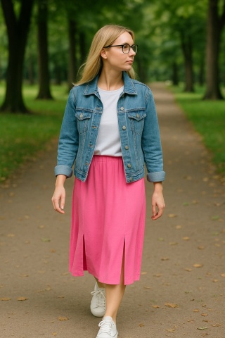 Spódnica midi z rozcięciami cukierkowy róż