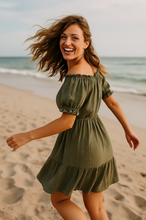 Sukienka hiszpanka khaki