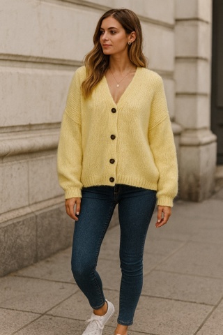 Sweter zapinany żółty