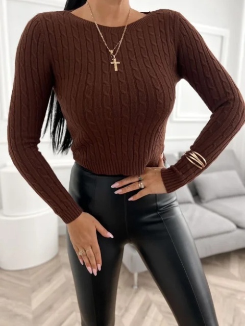 Sweterek dopasowany brąz